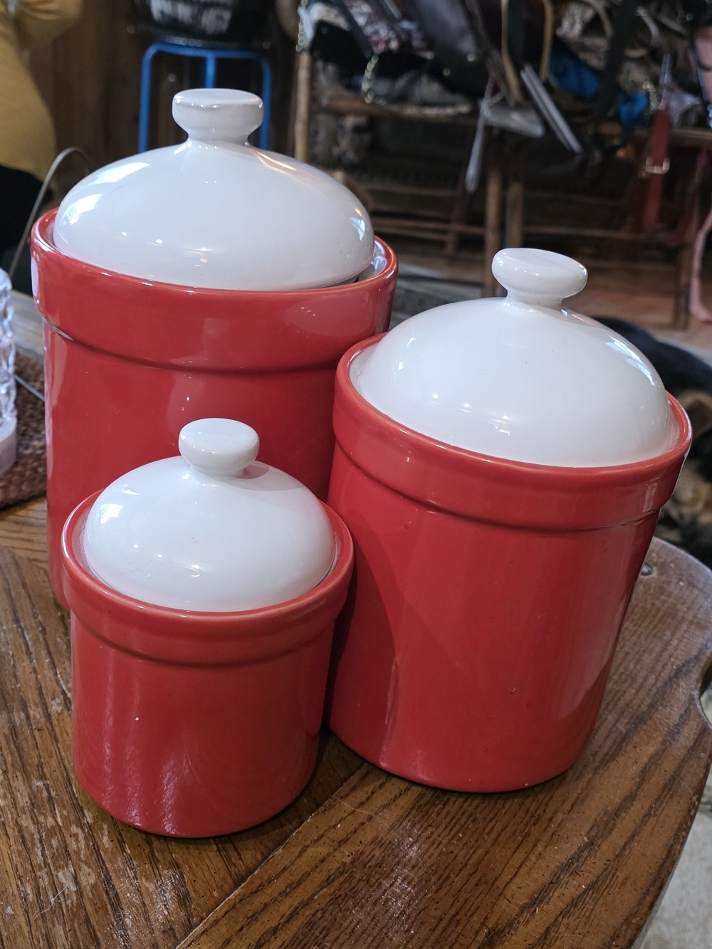 Sango Nova Retro Red #4931 3-Piece Canister Set With Lids